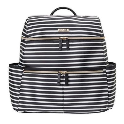 black and white striped diaper bag