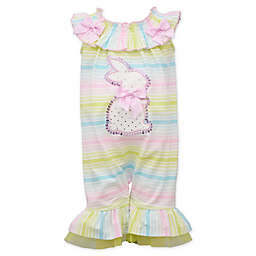 Bonnie Baby Size 0-3M Bunny Sequin Ombré Striped Romper in Pink