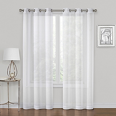 SALT&trade; Metallic 63-Inch Grommet Sheer Window Curtain in White  (Set of 2). View a larger version of this product image.