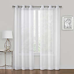 SALT&trade; Metallic 63-Inch Grommet Sheer Window Curtain in White  (Set of 2)