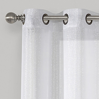 SALT&trade; Metallic 63-Inch Grommet Sheer Window Curtain in White  (Set of 2). View a larger version of this product image.