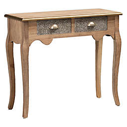 Baxton Studio Shontae 2-Drawer Console Table in Natural Brown