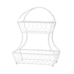 Gourmet Basics by Mikasa® Carbon Steel 2-Tier Fruit Basket in White