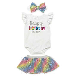 Start Up Kids® 3-Piece Let's Celebrate Happy Birthday Bodysuit, Tutu, Headband Set