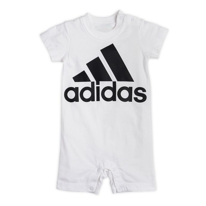 adidas® Shortie Romper in Black/White buybuy BABY