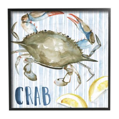Seafood Summer Blue Crab Lemons 12-Inch Square Framed Wall Art