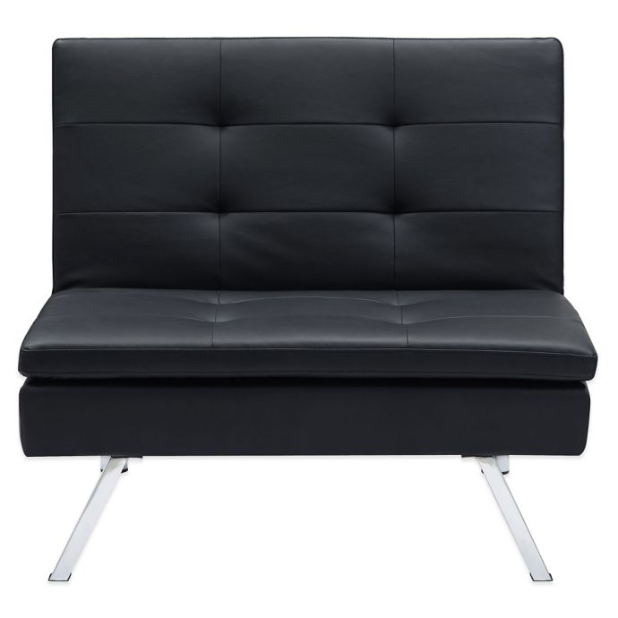 DHP Chelsea Convertible Faux Leather Chair in Black | Bed ...