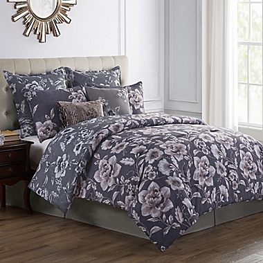 VCNY Home Bella 8-Piece Reversible Full Comforter Set in Navy. View a larger version of this product image.