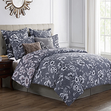 VCNY Home Bella 8-Piece Reversible Queen Comforter Set in Navy. View a larger version of this product image.