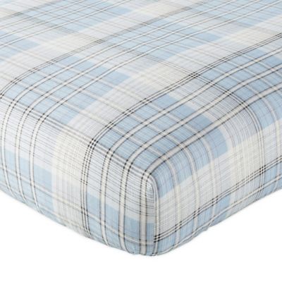 blue plaid crib sheet