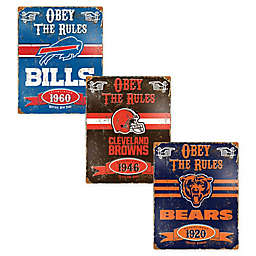 NFL Obey The Rules Embossed Metal Sign Collection