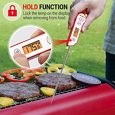 ThermoPro&reg; TP15 Waterproof Food Thermometer in Red. View a larger version of this product image.