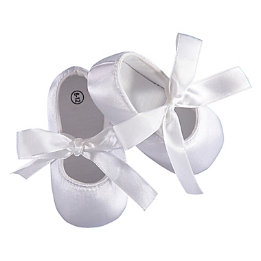 Carriage Boutique&trade; Size 9-12M Satin Christening Shoe in White. View a larger version of this product image.