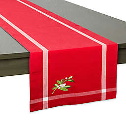 Design Imports Embroidered Mistletoe Table Runner in Red