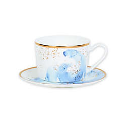 Olivia & Oliver™ Harper Splatter Gold Teacup and Saucer in Blue