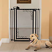 Richell Tall One-Touch Metal Mesh Pet Gate in Black