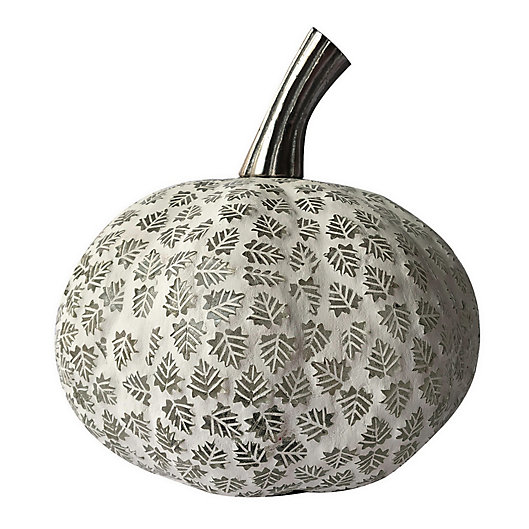 Alternate image 1 for Bee & Willow™ 8.5-Inch Mosaic Leaf Glass Pumpkin Decoration in White