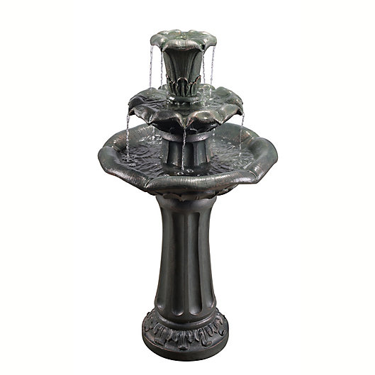 Alternate image 1 for Teamson Home Outdoor Lily Flower Stone 3-Tier Waterfall Fountain