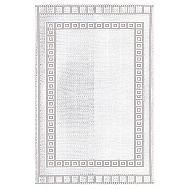 Mad Mats&reg; Border Flatweave 6&#39; x 9&#39; Indoor/Outdoor Area Rug in White/Sand. View a larger version of this product image.