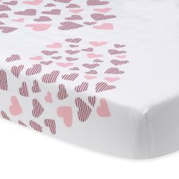 Lambs & Ivy® Heart To Heart Fitted Crib Sheet in Pink/White