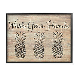 Wash Your Hands Pineapple 11-Inch x 14-Inch Framed Canvas Wall Art in Black