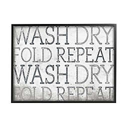 Wash Dry Fold Repeat Laundry 11-Inch x 14-Inch Framed Canvas Wall Art in Black
