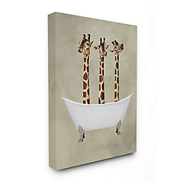 Three Giraffes in a Bathtub Canvas Wall Art