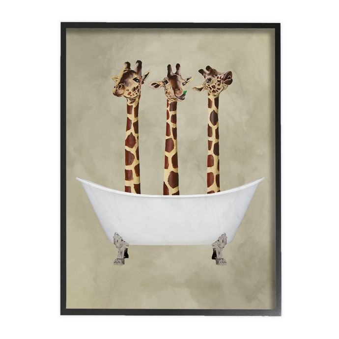 Three Giraffes In a Bathtub Framed Wall Art | Bed Bath & Beyond