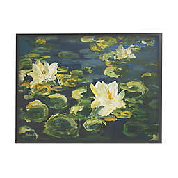 Lily Pad Flowers in Water 11-Inch x 14-Inch Framed Wall Art in Black