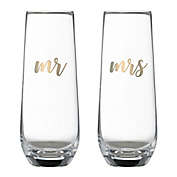 Lillian Rose&trade; &quot;Mr. &amp; Mrs.&quot; Stemless Champagne Glasses (Set of 2)