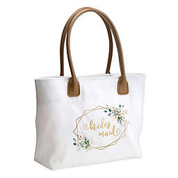 Lillian Rose™ Botanical Watercolor and Geometric "Bridesmaid" Tote Bag in Green/Gold