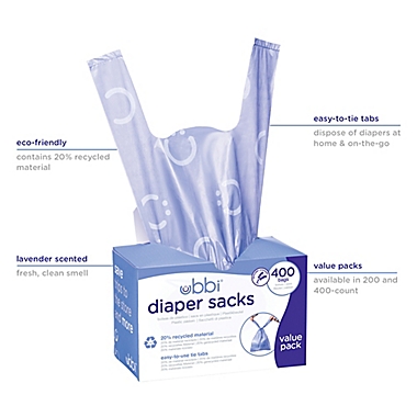 Ubbi&reg; 400-Count Diaper Sacks in Periwinkle. View a larger version of this product image.