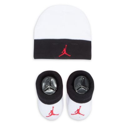 Nike&reg; Jordan&reg; 2-Piece Hat and Bootie Set in White/Black