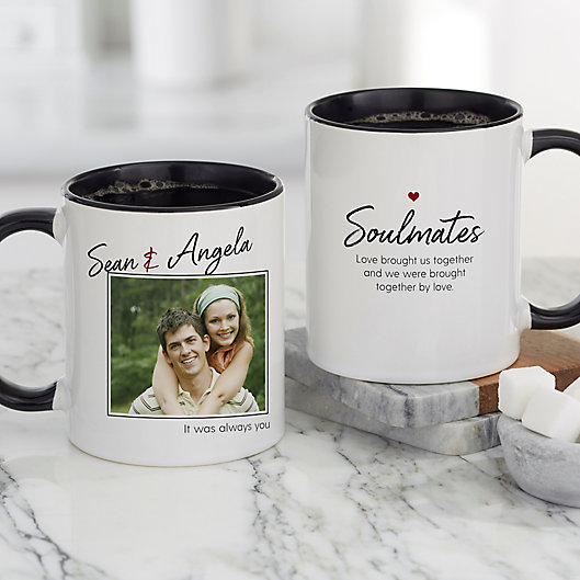 Alternate image 1 for Soulmates Personalized Romantic Photo 11 oz. Coffee Mug