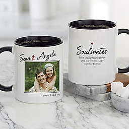 Soulmates Personalized Romantic Photo 11 oz. Coffee Mug in Black