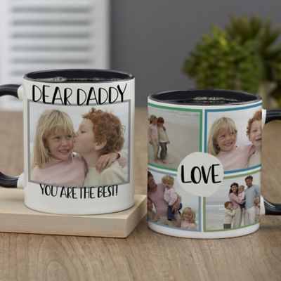 Love Photo Collage Personalized Coffee Mug for Him 11 oz. in Black