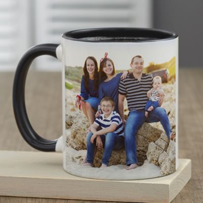 Family Photo Personalized 11 oz. Coffee Mug in Black