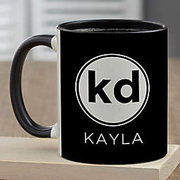Modern Initials Personalized 11 oz. Coffee Mug in Black