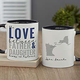Love Knows No Distance Personalized 11 oz. Coffee Mug for Dad in Black