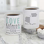 Love Knows No Distance Personalized 11 oz. Coffee Mug for Mom in White