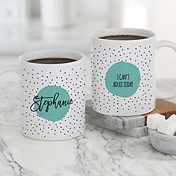 Modern Polka Dot Personalized 11 oz. Coffee Mug in White