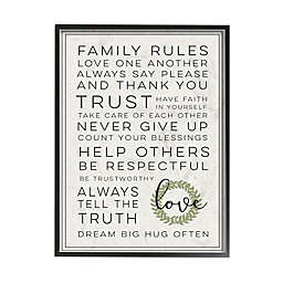 Family Rules Love Dream Often 11-Inch x 14-Inch Wall Art in Black Frame