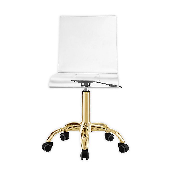 Inspired Home Kalel Clear Acrylic Chair In Gold Bed Bath Beyond