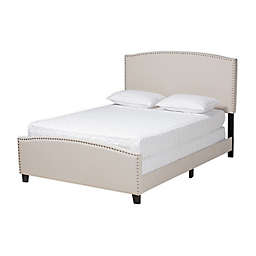 Baxton Studio Orianne Full Upholstered Panel Bed in Beige/Black