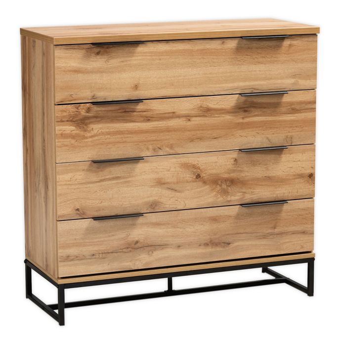 Baxton Studio Melanne Wood and Metal 4-Drawer Dresser in ...