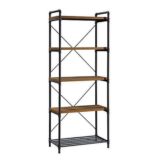 Alternate image 1 for Sauder Iron City Tall Metal Bookcase in Oak