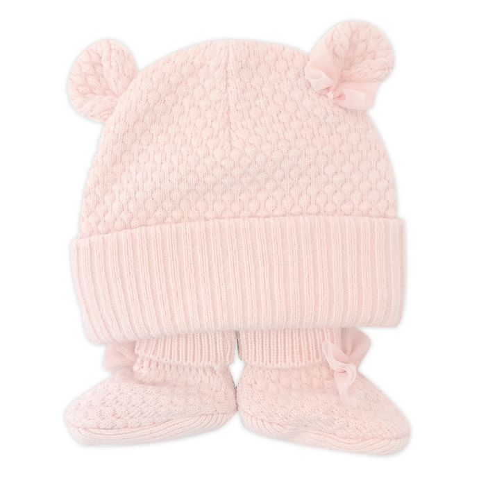 NYGB™ Newborn Bow Hat with Ears and Bootie Set in Pink Bed Bath and