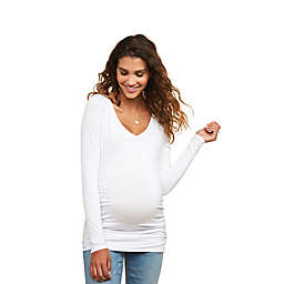 Motherhood Maternity® Large Long Sleeve Side Ruched Maternity T-Shirt in White