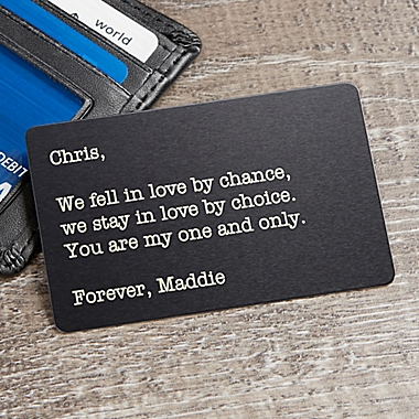 The One I Love Personalized Metal Wallet Card. View a larger version of this product image.
