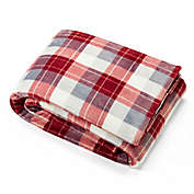 Nautica&reg; Bluff Plaid Ultra Soft Plush Twin Blanket in Red/Grey